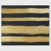 Zwart gouden neusbladstrepen met moderne penseelst cadeaupapier (Vlak)