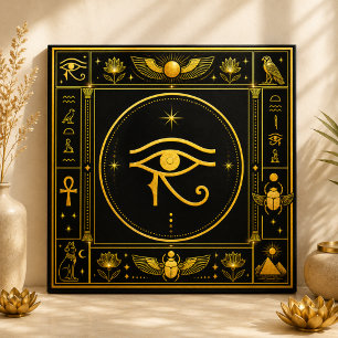 Zwart Gouden Oog van Horus Egyptisch Symbool Decor Tegeltje