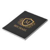 Zwart-gouden, op maat gesneden stijlvol monogram notitieblok (Linkerzijde)