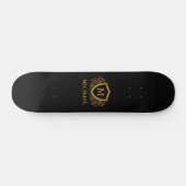 Zwart-gouden, op maat gesneden stijlvol monogram persoonlijk skateboard (Horizontaal)
