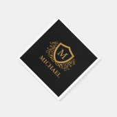 Zwart-gouden, op maat gesneden stijlvol monogram servet (Hoek)