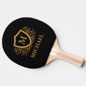 Zwart-gouden, op maat gesneden stijlvol monogram tafeltennisbatje (Zijkant)