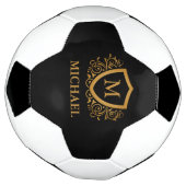 Zwart-gouden, op maat gesneden stijlvol monogram voetbal (Gedraaid)