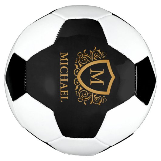 Zwart-gouden, op maat gesneden stijlvol monogram voetbal (Gedraaid)