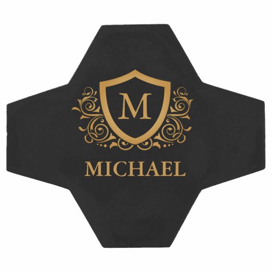 Zwart-gouden, op maat gesneden stijlvol monogram voetbal (Enkel)