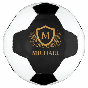 Zwart-gouden, op maat gesneden stijlvol monogram voetbal