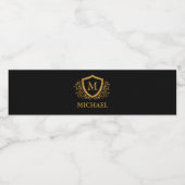 Zwart-gouden, op maat gesneden stijlvol monogram waterfles etiket (Enkel label)