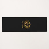 Zwart-gouden, op maat gesneden stijlvol monogram yogamat (Achterkant (horizontaal))