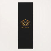 Zwart-gouden, op maat gesneden stijlvol monogram yogamat (Achterkant)