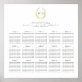 Zwart gouden ovale bruiloft 15 tafel zitgrafiek poster (Voorkant)