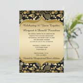 Zwart Gouden Paisley Sierlijst 50ste Verjaardag Kaart (Staand voorkant)