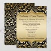 Zwart Gouden Paisley Sierlijst 50ste Verjaardag Kaart (Voorkant / Achterkant)