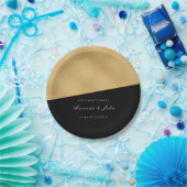 Zwart Gouden Pastel Bruids Huwelijk Geometrie Mini Papieren Bordje (Feest)