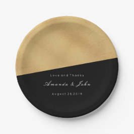 Zwart Gouden Pastel Bruids Huwelijk Geometrie Mini Papieren Bordje