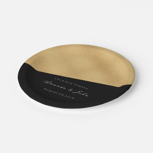 Zwart Gouden Pastel Bruids Huwelijk Geometrie Mini Papieren Bordje (Gekanteld)