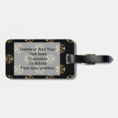 Zwart-gouden pentagram bagagelabel (Achterkant horizontaal)