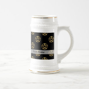 Zwart-gouden pentagram bierpul