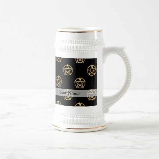 Zwart-gouden pentagram bierpul (Rechts)