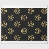 Zwart-gouden pentagram cadeaupapier (Vlak)
