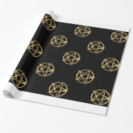 Zwart-gouden pentagram cadeaupapier