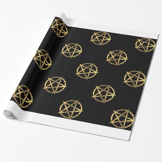 Zwart-gouden pentagram cadeaupapier (Uitgerold)