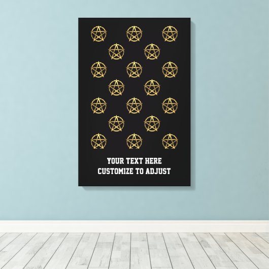 Zwart-gouden pentagram canvas afdruk (Insitu (Houten vloer))