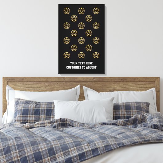 Zwart-gouden pentagram canvas afdruk (Insitu (Slaapkamer))