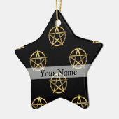 Zwart-gouden pentagram keramisch ornament (Links)