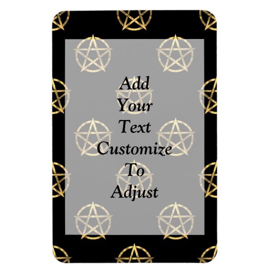 Zwart-gouden pentagram magneet (Verticaal)