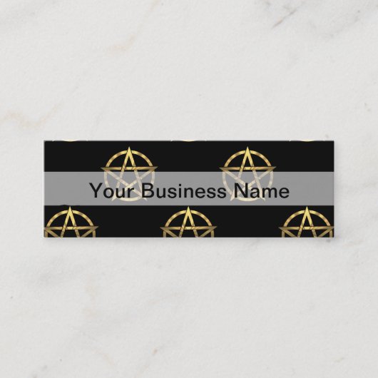 Zwart-gouden pentagram mini visitekaartje (Voorkant)