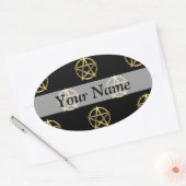Zwart-gouden pentagram ovale sticker (Envelop)