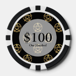 Zwart-gouden pentagram pokerchips