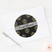 Zwart-gouden pentagram ronde sticker (Envelop)