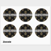 Zwart-gouden pentagram ronde sticker (Vel)
