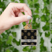 Zwart-gouden pentagram sleutelhanger (Hand)