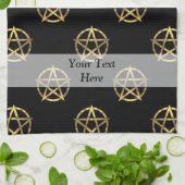 Zwart-gouden pentagram theedoek (Gevouwen)