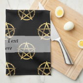 Zwart-gouden pentagram theedoek (Quarter Fold)