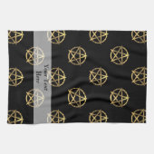 Zwart-gouden pentagram theedoek (Horizontaal)