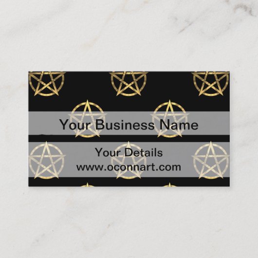 Zwart-gouden pentagram visitekaartje (Voorkant)
