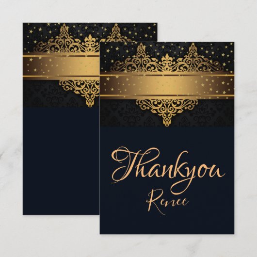 Zwart-gouden persoonlijke bedankt (Voorkant / Achterkant)