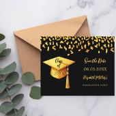 Zwart gouden pet Graduation Party Save the Date ka