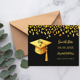 Zwart gouden pet Graduation Party Save the Date ka