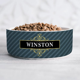 Zwart Gouden Pinstripe Gepersonaliseerd Voerbakje