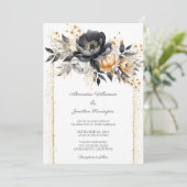 Zwart & Gouden Pioenrozen met Glitter Effect Bruil Kaart (Staand voorkant)