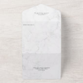 Zwart & Gouden Pioenrozen op Marmer All In One Uitnodiging (Buitenkant)