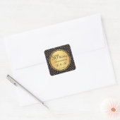 Zwart & gouden polka stippen 50e bruiloft Jubileum Vierkante Sticker (Envelop)