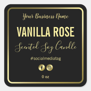 Zwart-gouden productetiketten vierkante sticker