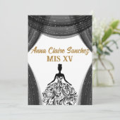 Zwart-gouden Quinceanera Kaart (Staand voorkant)