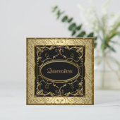 Zwart-gouden Quinceanera Kaart (Staand voorkant)