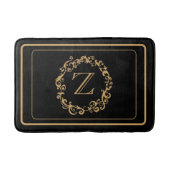 Zwart gouden rand ontwerp monogram Letter Bath Mat (Voorkant)